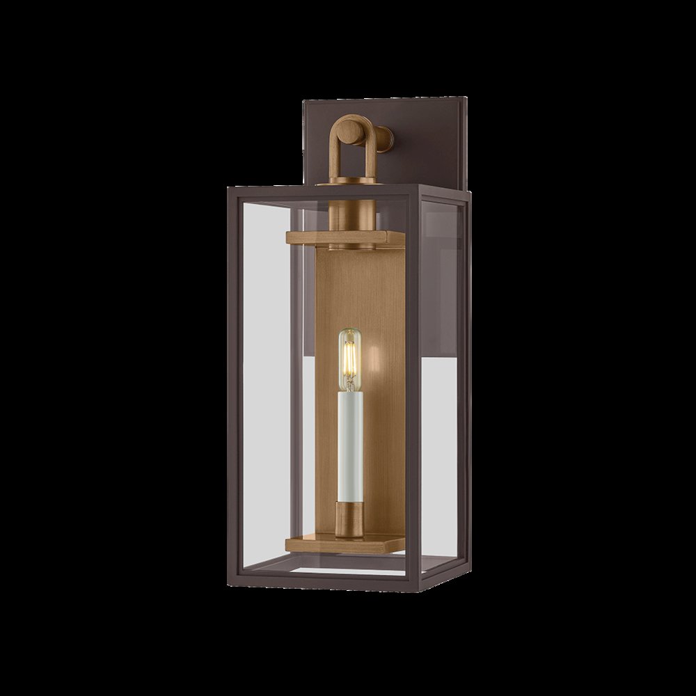 Arnold Exterior Wall Sconce, Patina Brass. Picture 1