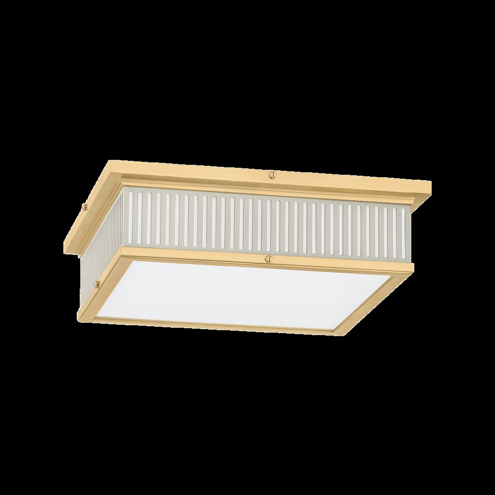 Ashdown Flush Mount, Aged Brass. Picture 1