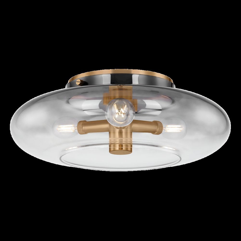Gunner Flush Mount, Patina Brass. Picture 1