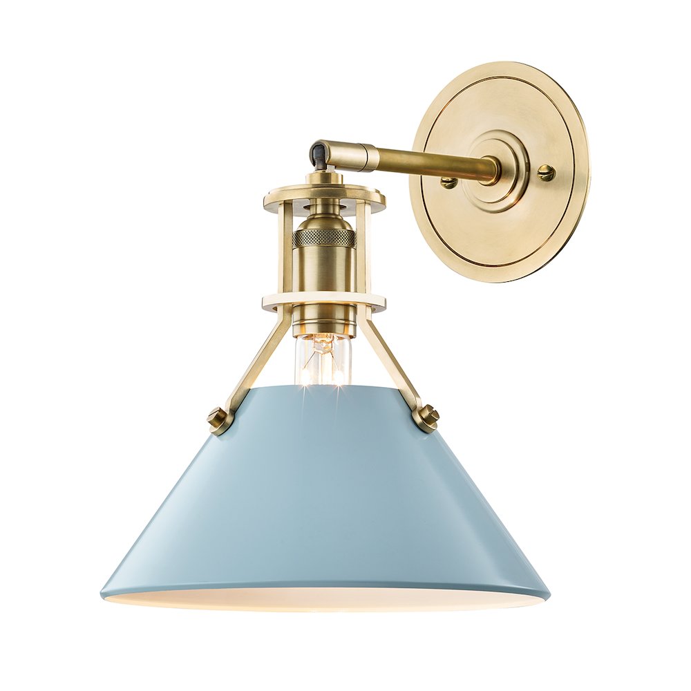 Painted No.2 Wall Sconce, Aged Brass. Picture 1