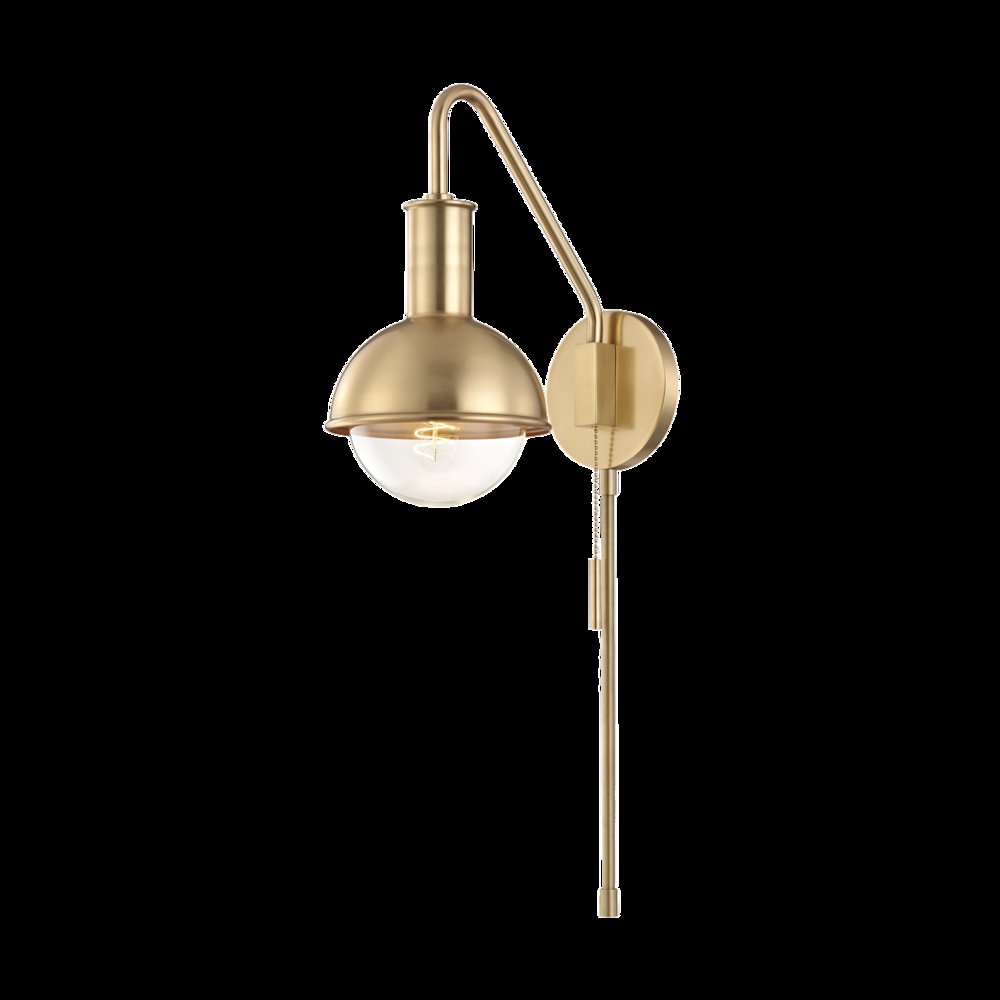 Riley Plug-In Sconce, Aged Brass. Picture 1