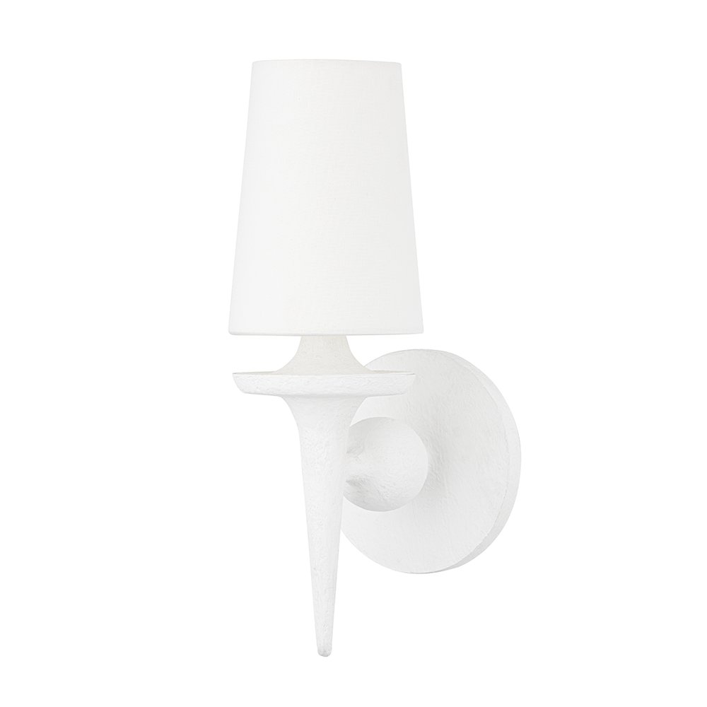 Torch Wall Sconce, White Plaster. Picture 1