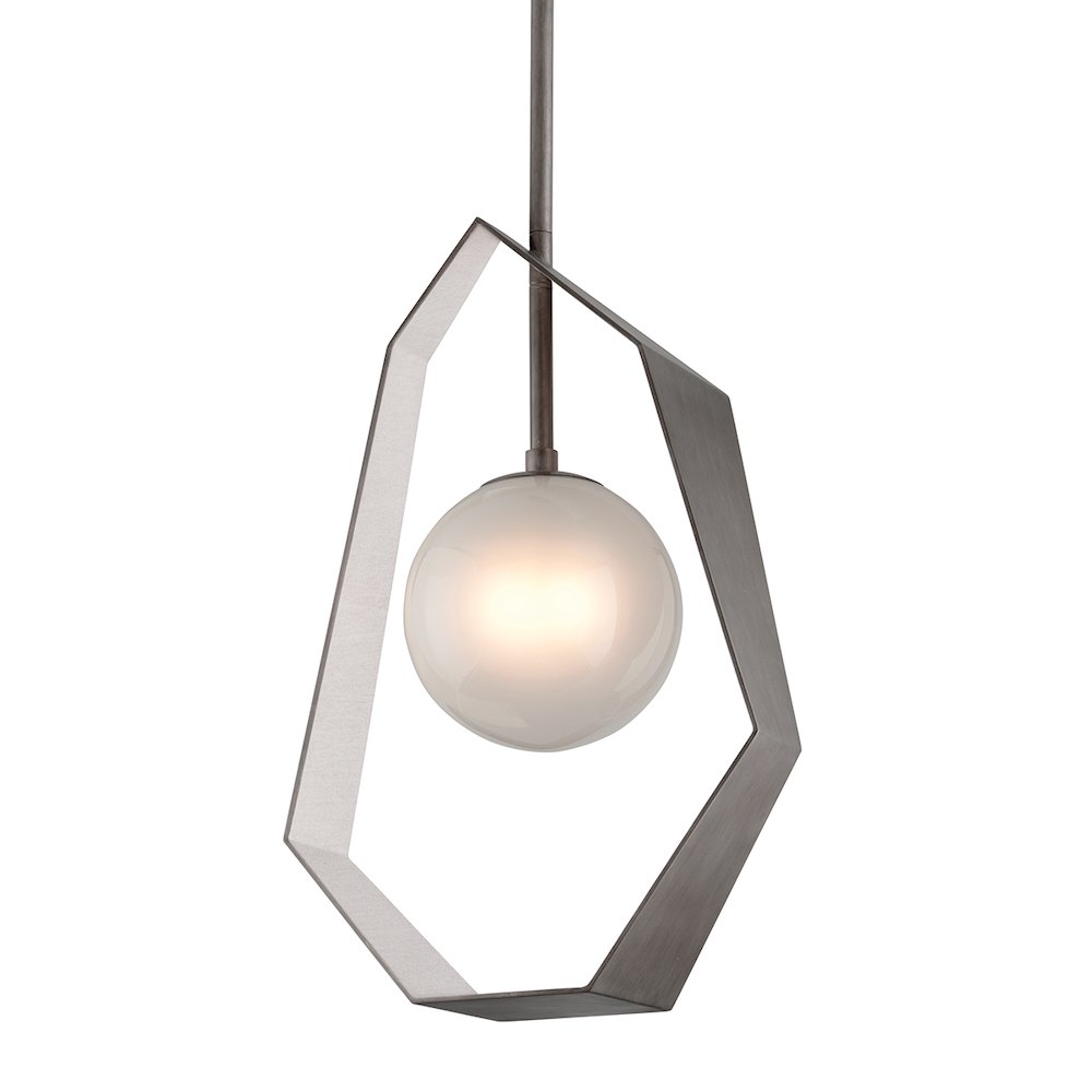 Origami Chandelier, Graphite With Silver Leaf. Picture 1