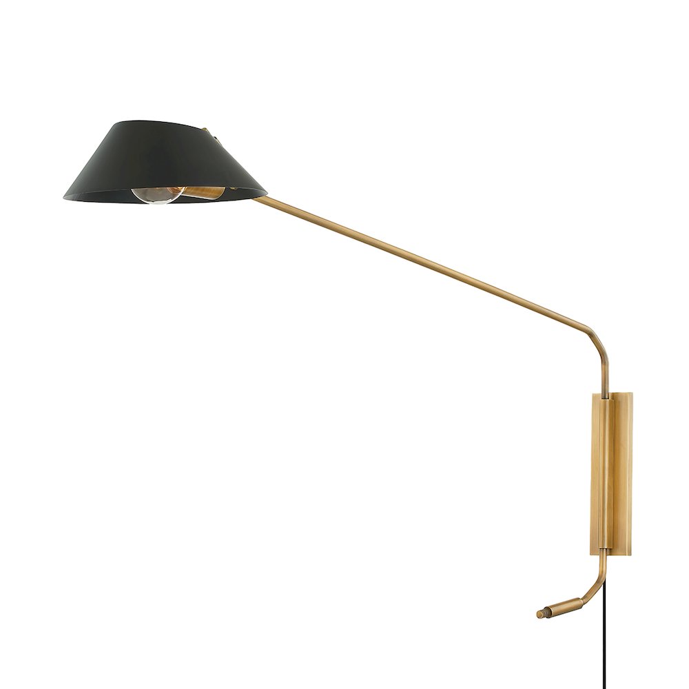 Sacramento Plug-In Sconce, Patina Brass. Picture 1