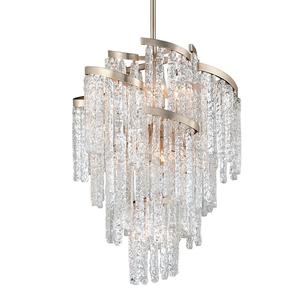 Mont Blanc Chandelier, Modern Silver Leaf. Picture 1