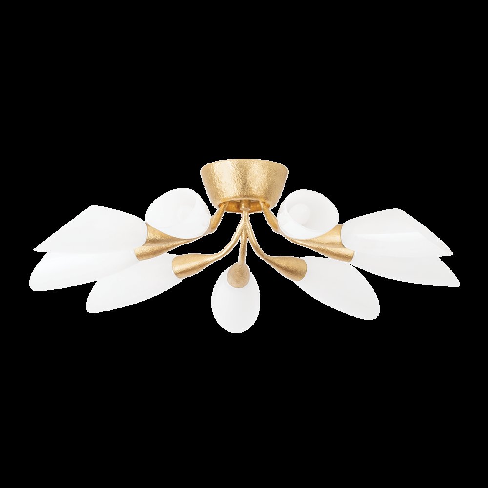 Enfield Semi Flush, Vintage Gold Leaf. Picture 1