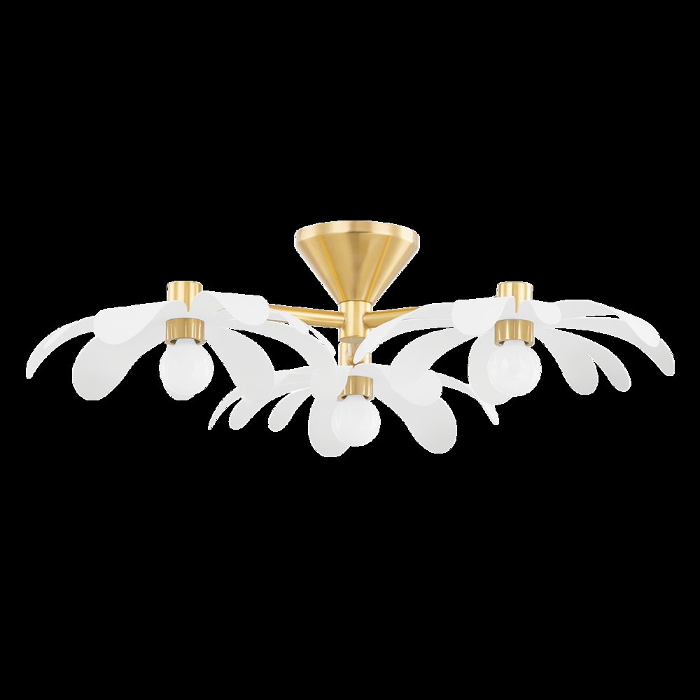 Twiggy Semi Flush, Aged Brass. Picture 1