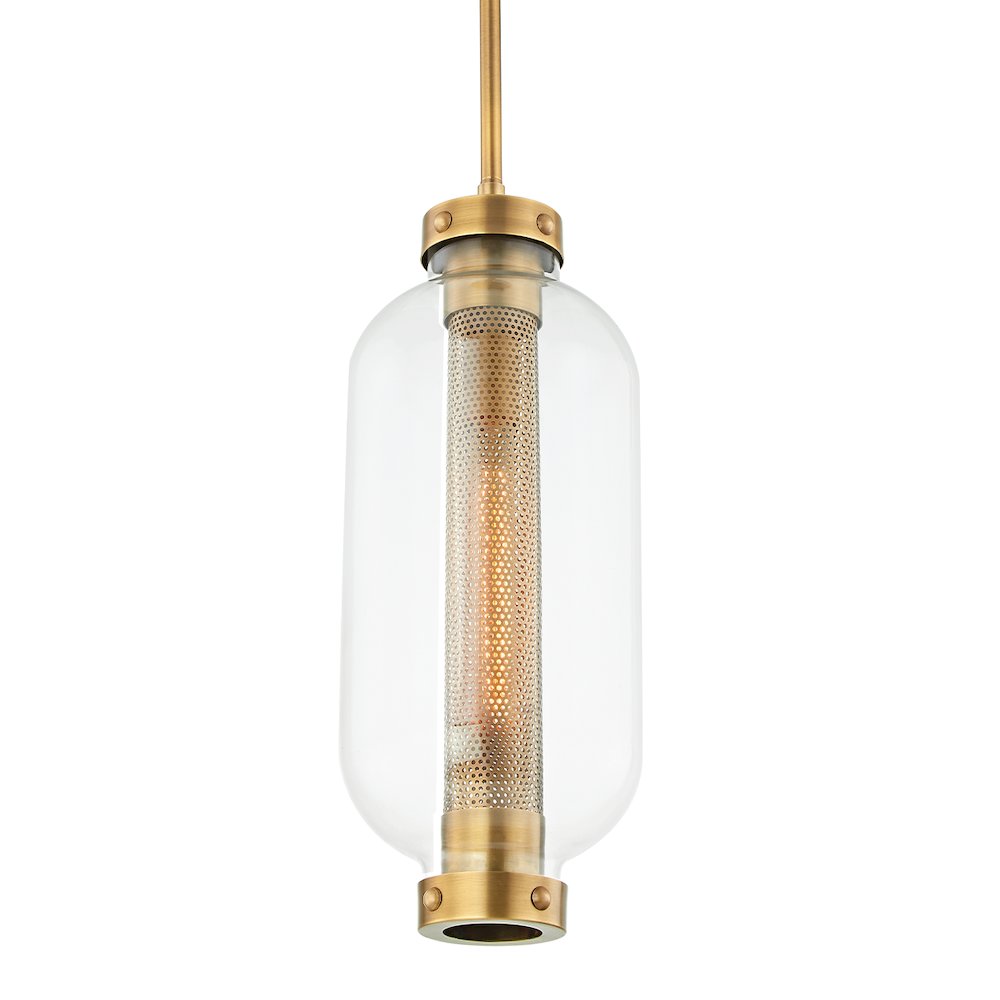 Atwater Exterior Pendant, Patina Brass. Picture 1