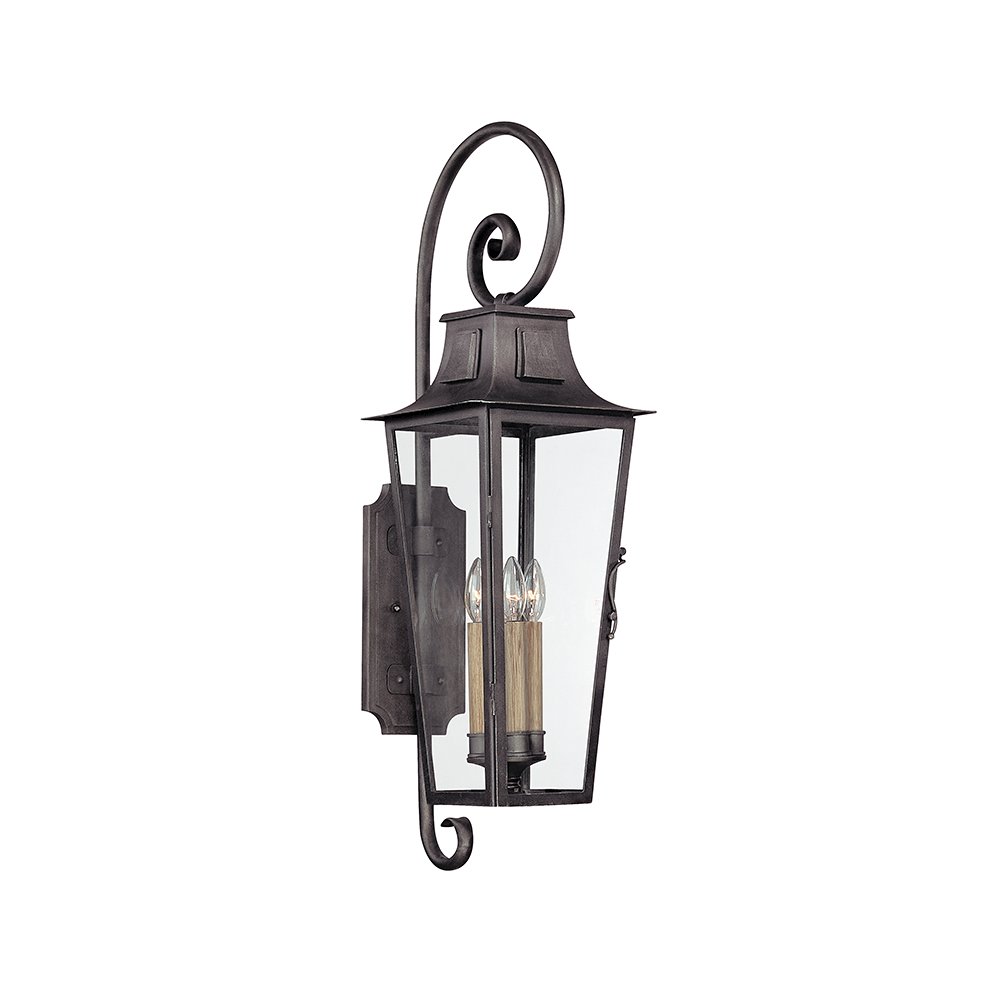 Parisian Square Exterior Wall Sconce, Aged Pewter. Picture 1