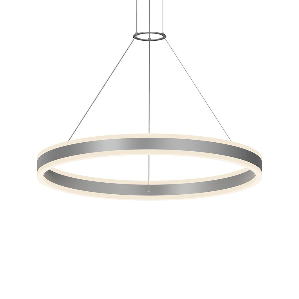Double Corona Pendant, Bright Satin Aluminum. Picture 1