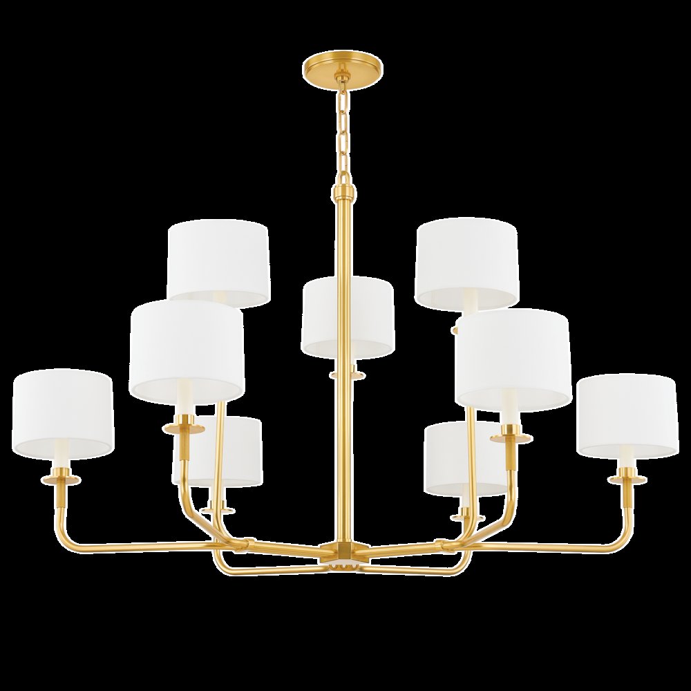 Paramus Chandelier, Aged Brass. Picture 1