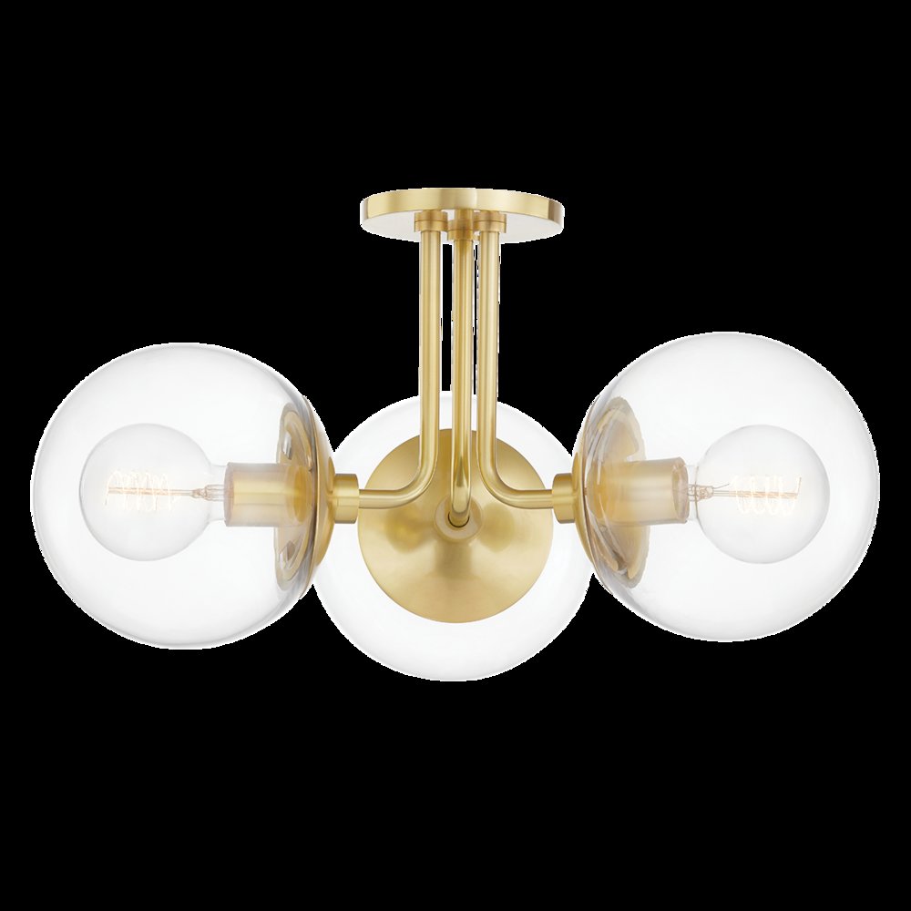 Meadow Semi Flush, Aged Brass. Picture 1