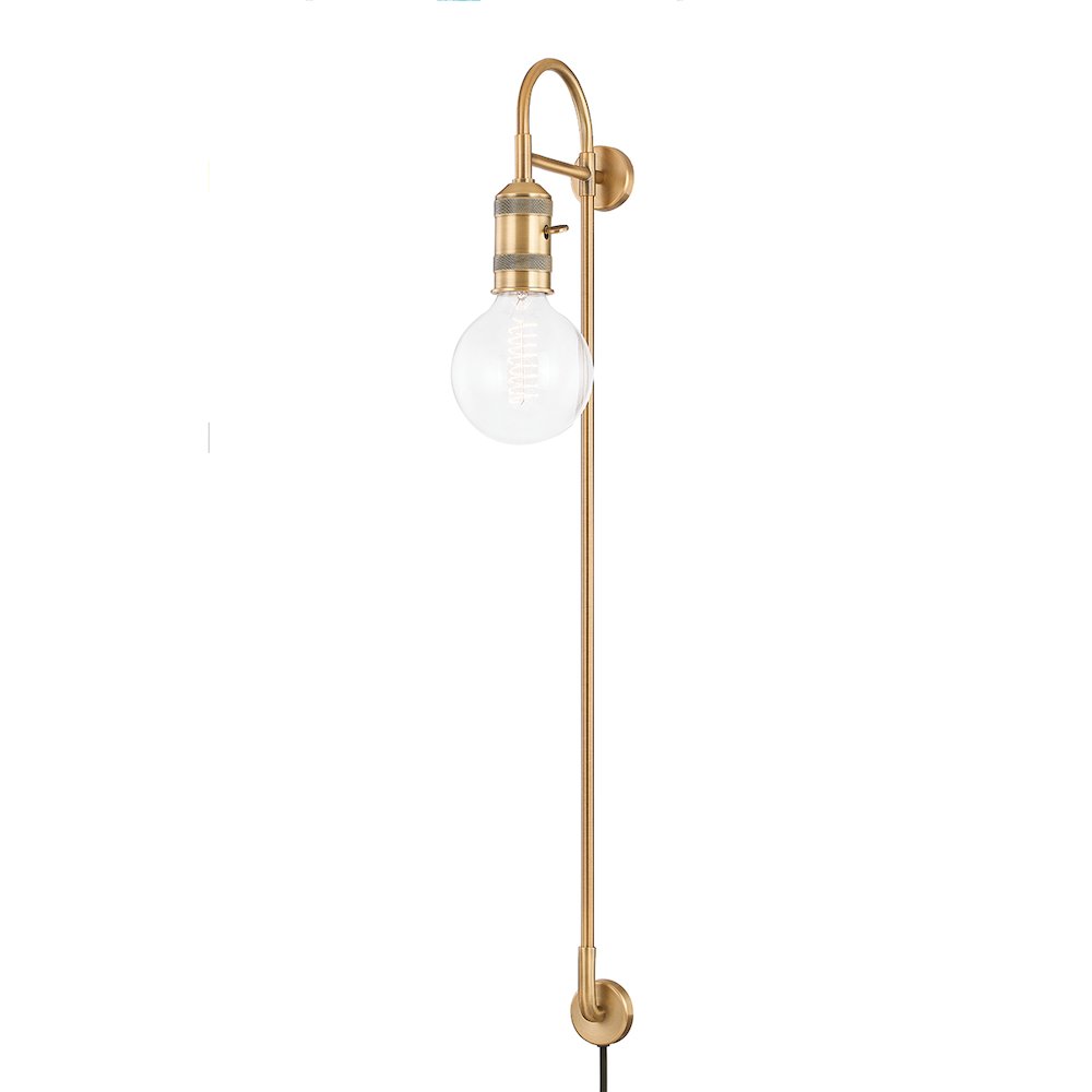 Dean Plug-In Sconce, Patina Brass. Picture 1