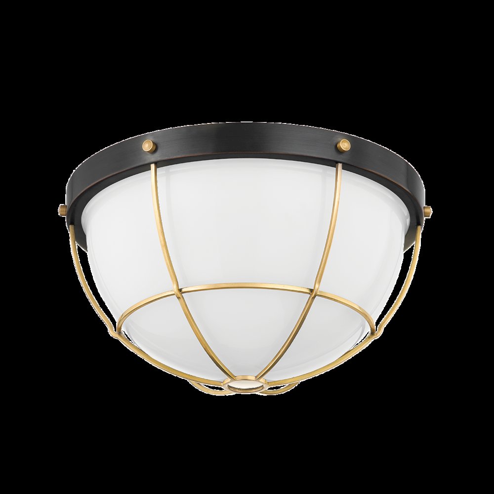 Holkham Flush Mount, Aged Brass. Picture 1