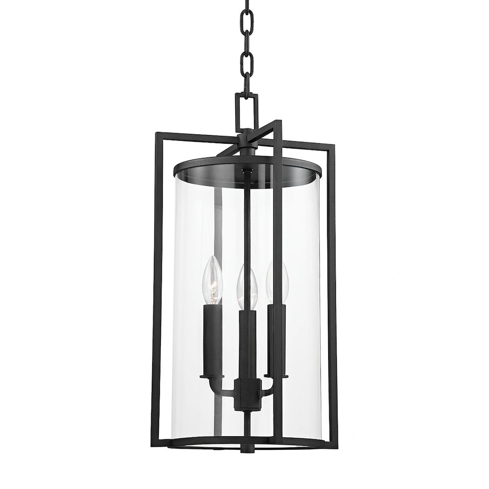 Percy Lantern In Textured Black Color. Picture 1