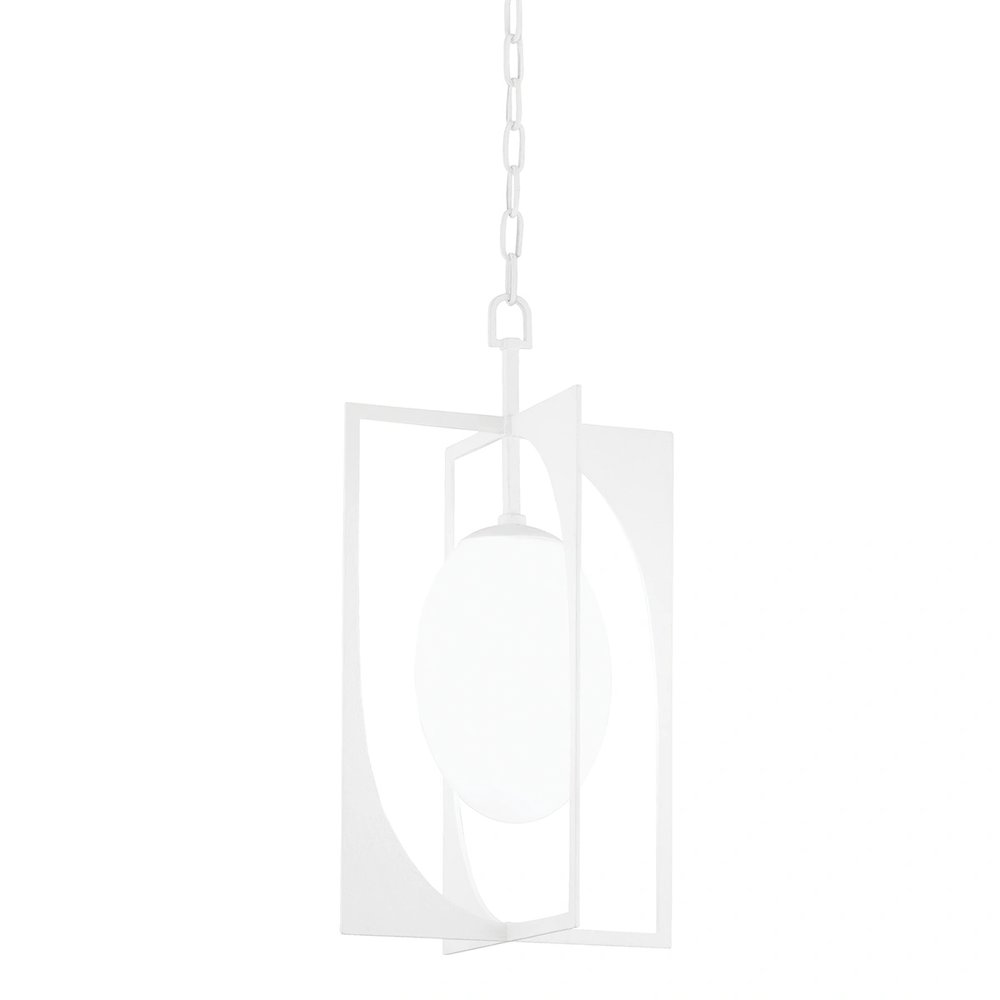 Enzo Lantern In Gesso White Color. Picture 1
