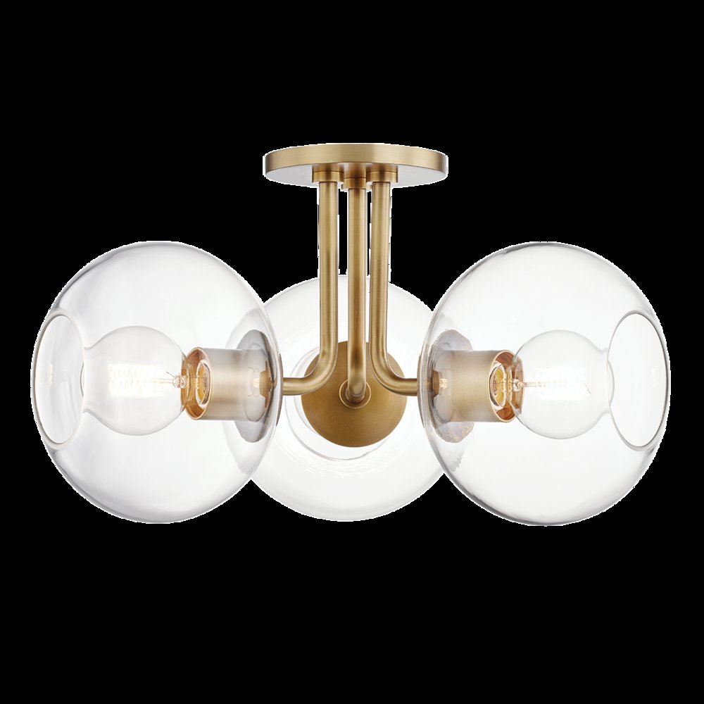 Margot Semi Flush, Aged Brass. Picture 1