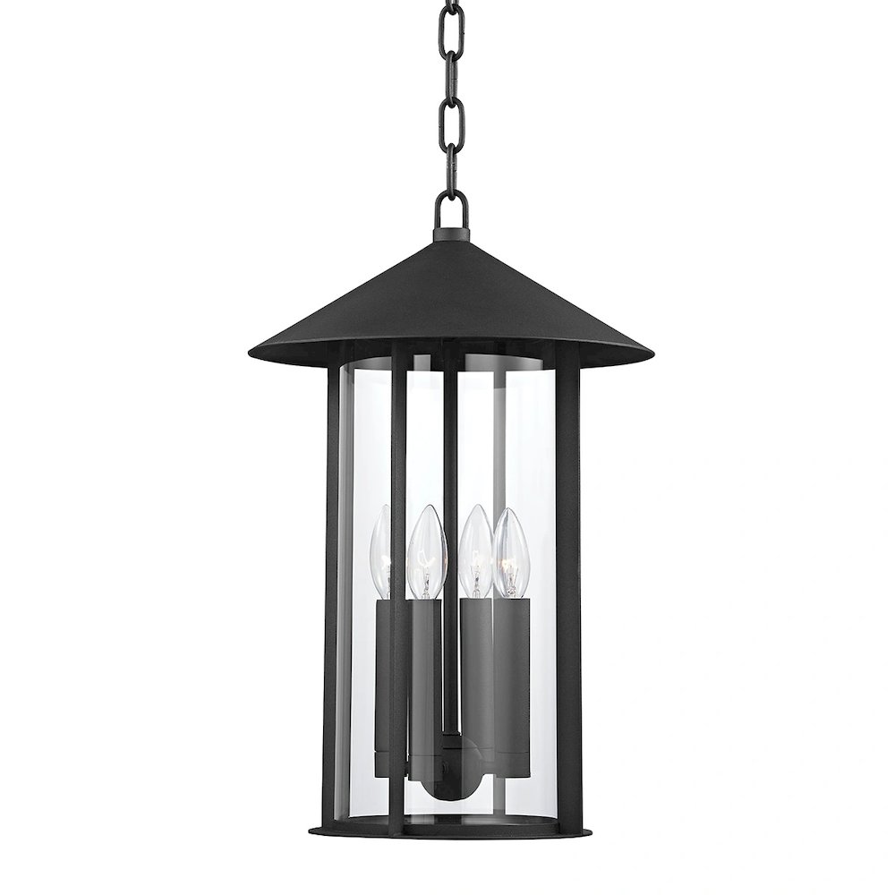 Long Beach Lantern In Textured Black Color. Picture 1