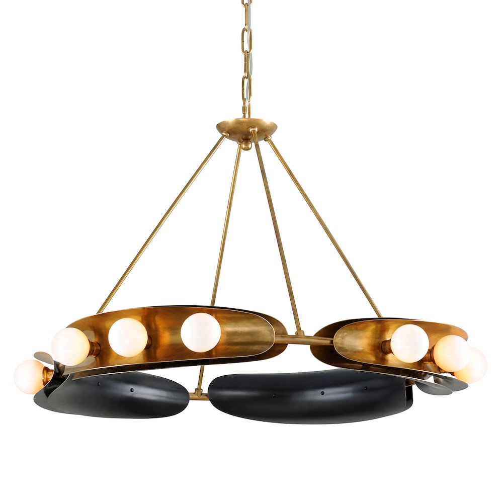 Hopper Chandelier, Vintage Brass. Picture 1