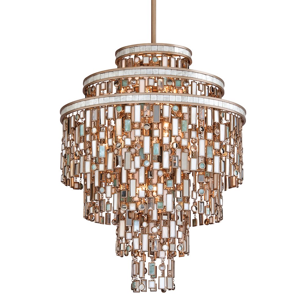 Dolcetti Chandelier, Champagne Leaf. Picture 1