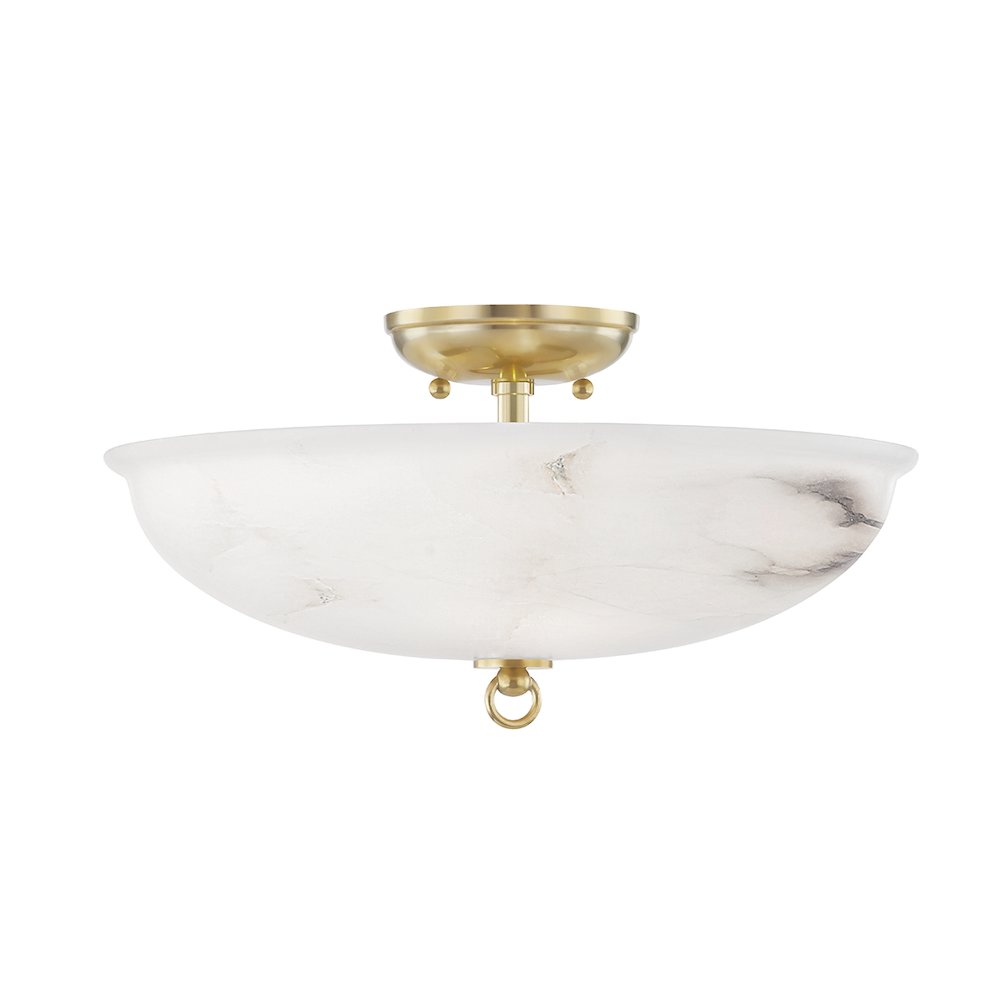 Somerset Semi Flush, Aged Brass. Picture 1