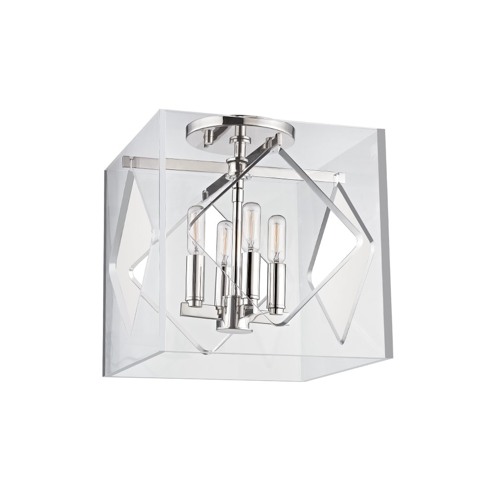 Travis Semi Flush, Polished Nickel. Picture 1
