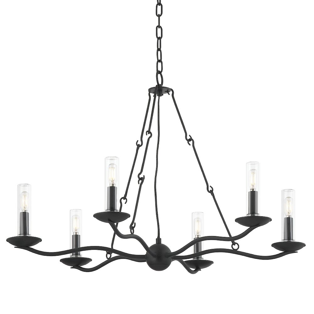 Sawyer Chandelier In Forged Iron Color. Picture 1