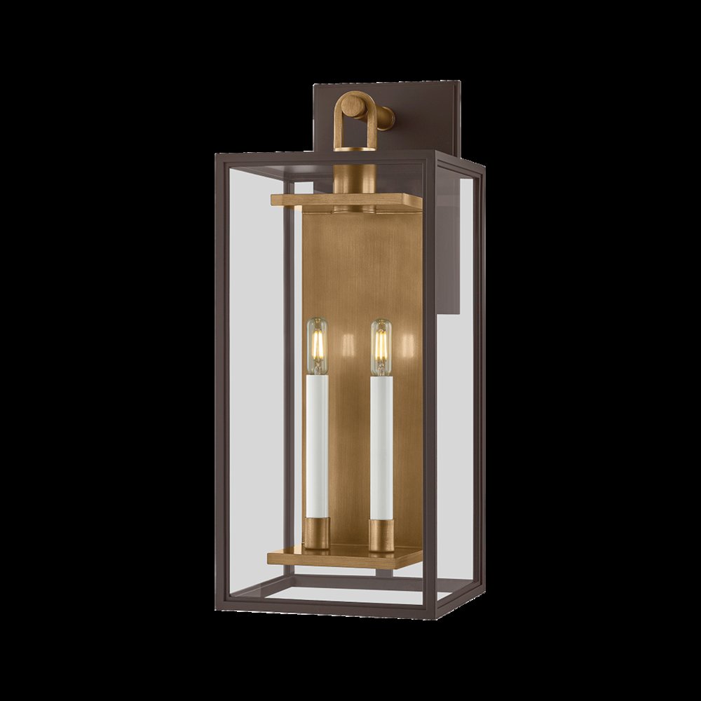 Arnold Exterior Wall Sconce, Patina Brass. Picture 1