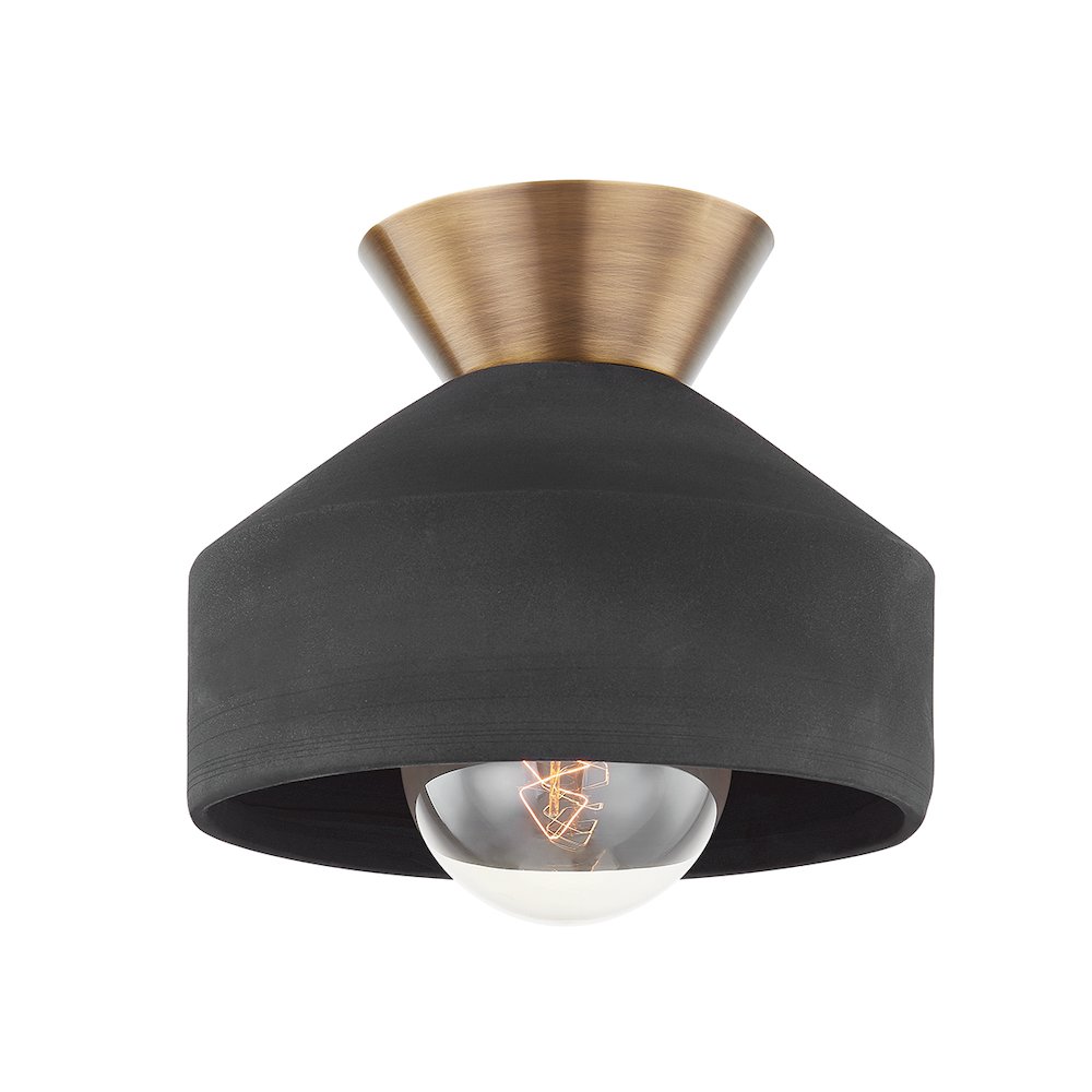 Covina Flush Mount, Patina Brass. Picture 1