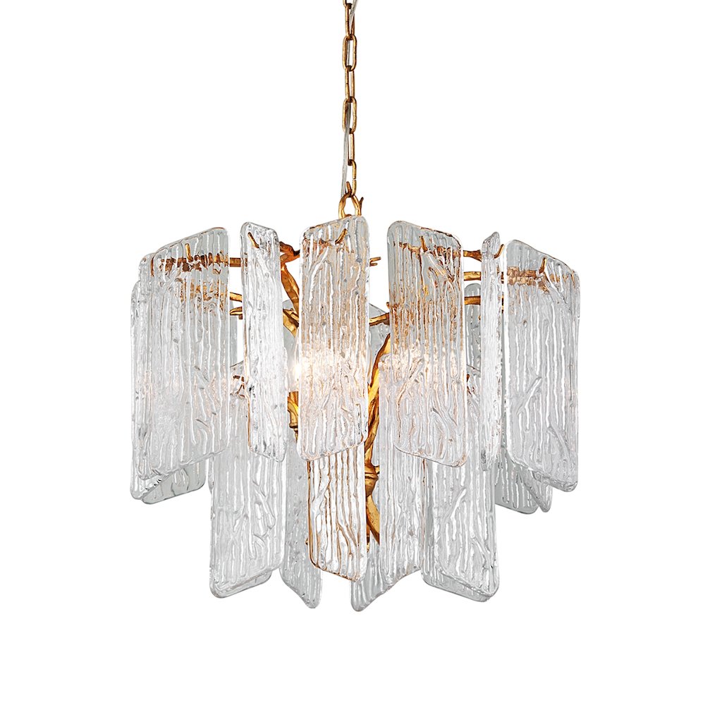 Piemonte Chandelier, Gold Leaf. Picture 1