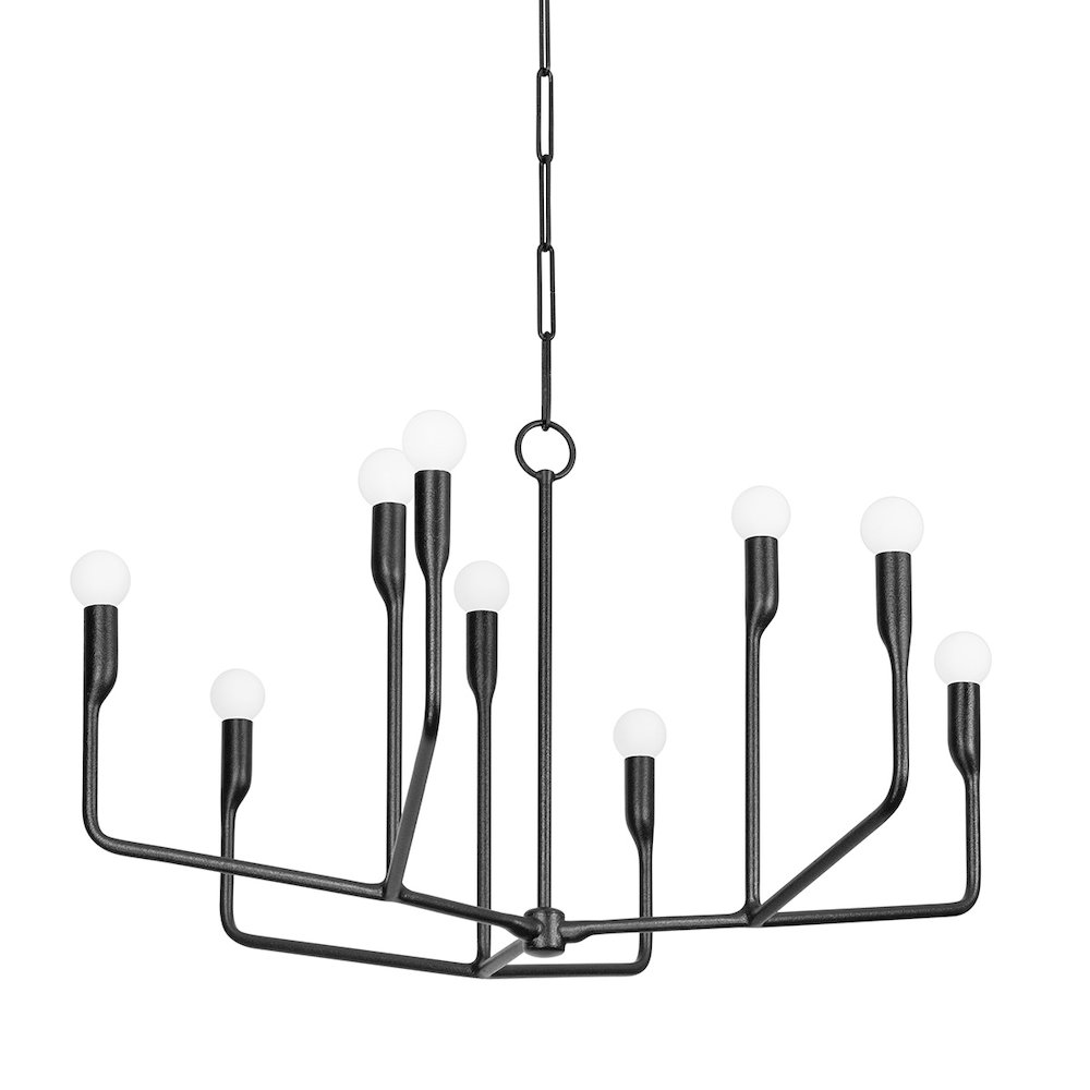 Norman Chandelier In Forged Iron Color. Picture 1