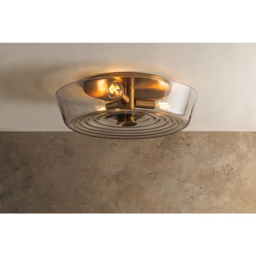 Theodore Flush Mount, Patina Brass. Picture 3