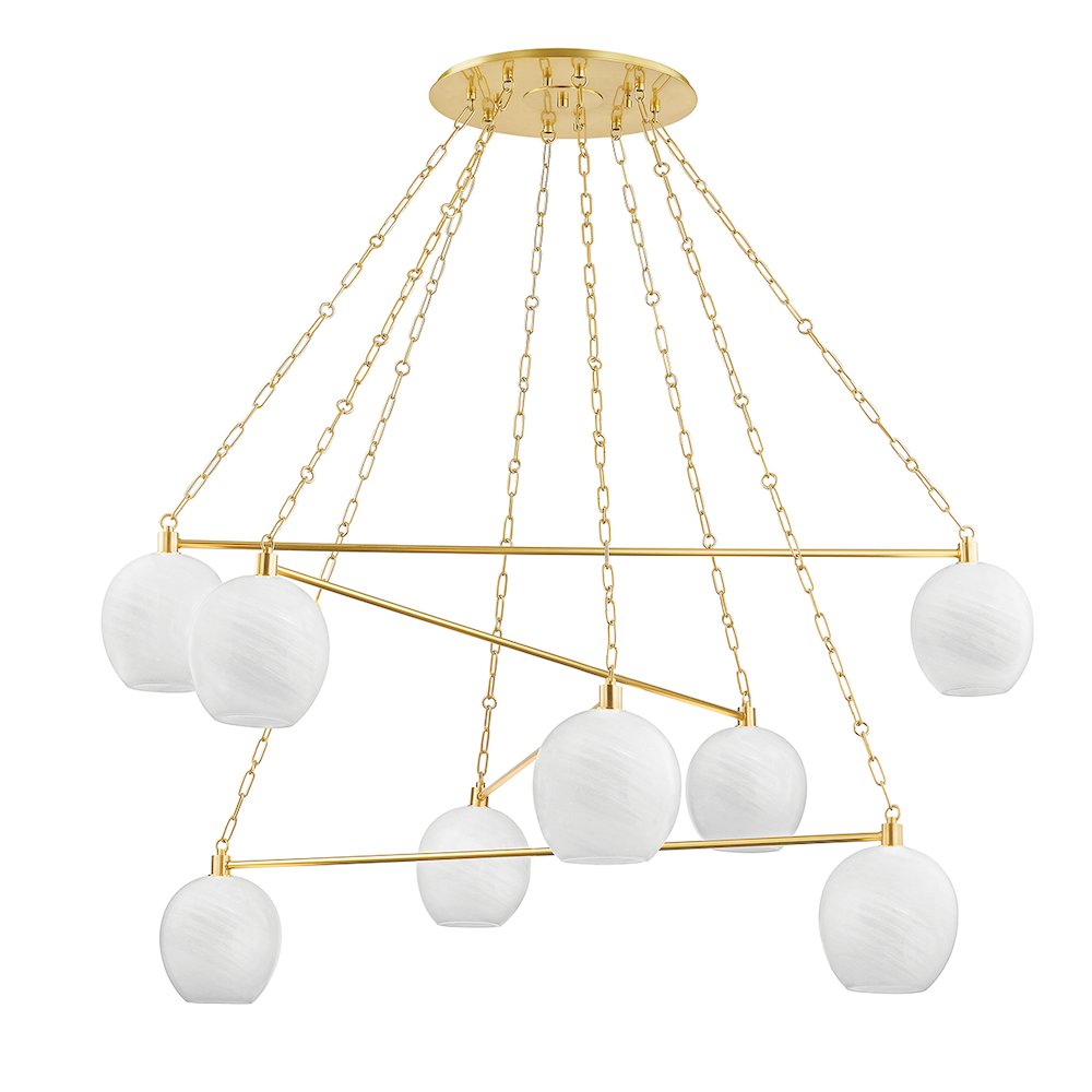 Asbury Park Chandelier, Aged Brass. Picture 1