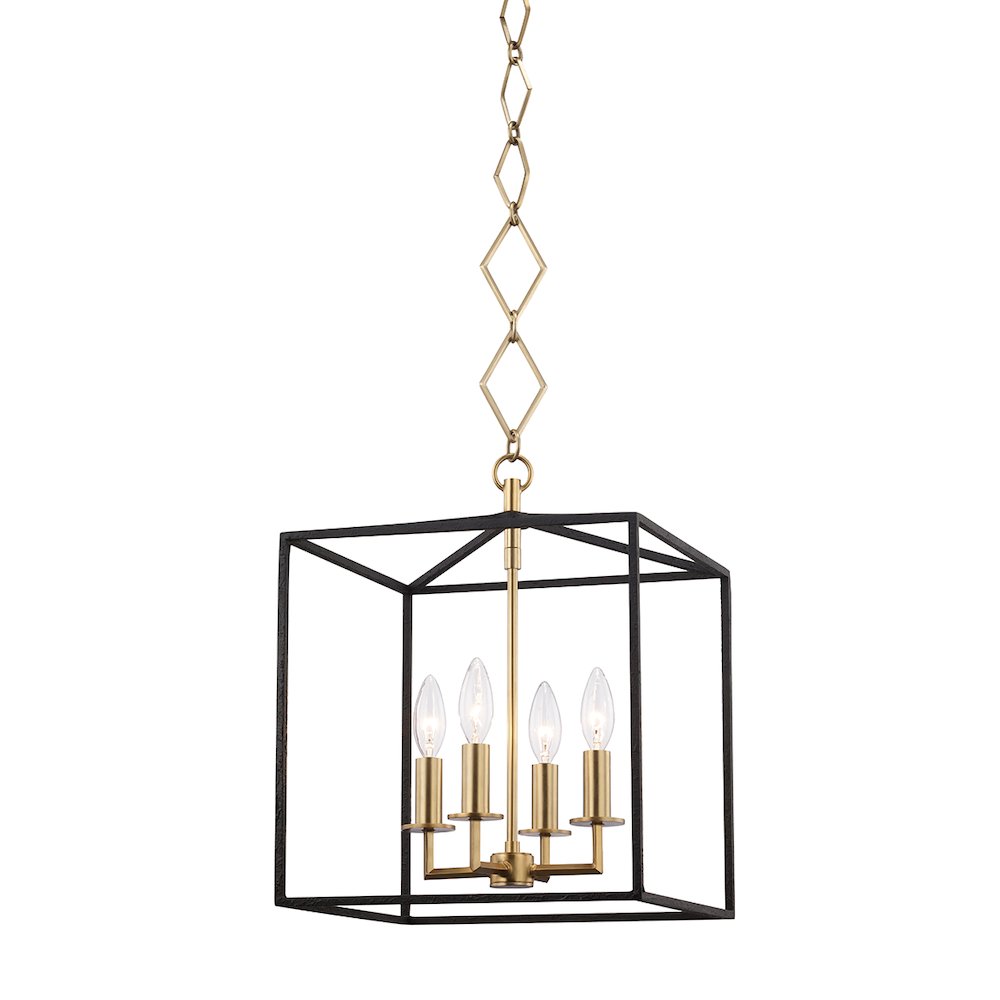 Richie Lantern In Aged Brass/Black Color. Picture 1