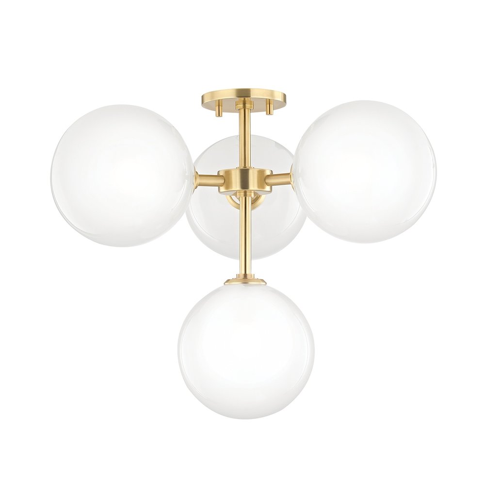 Ashleigh Semi Flush In Aged Brass Color. Picture 1