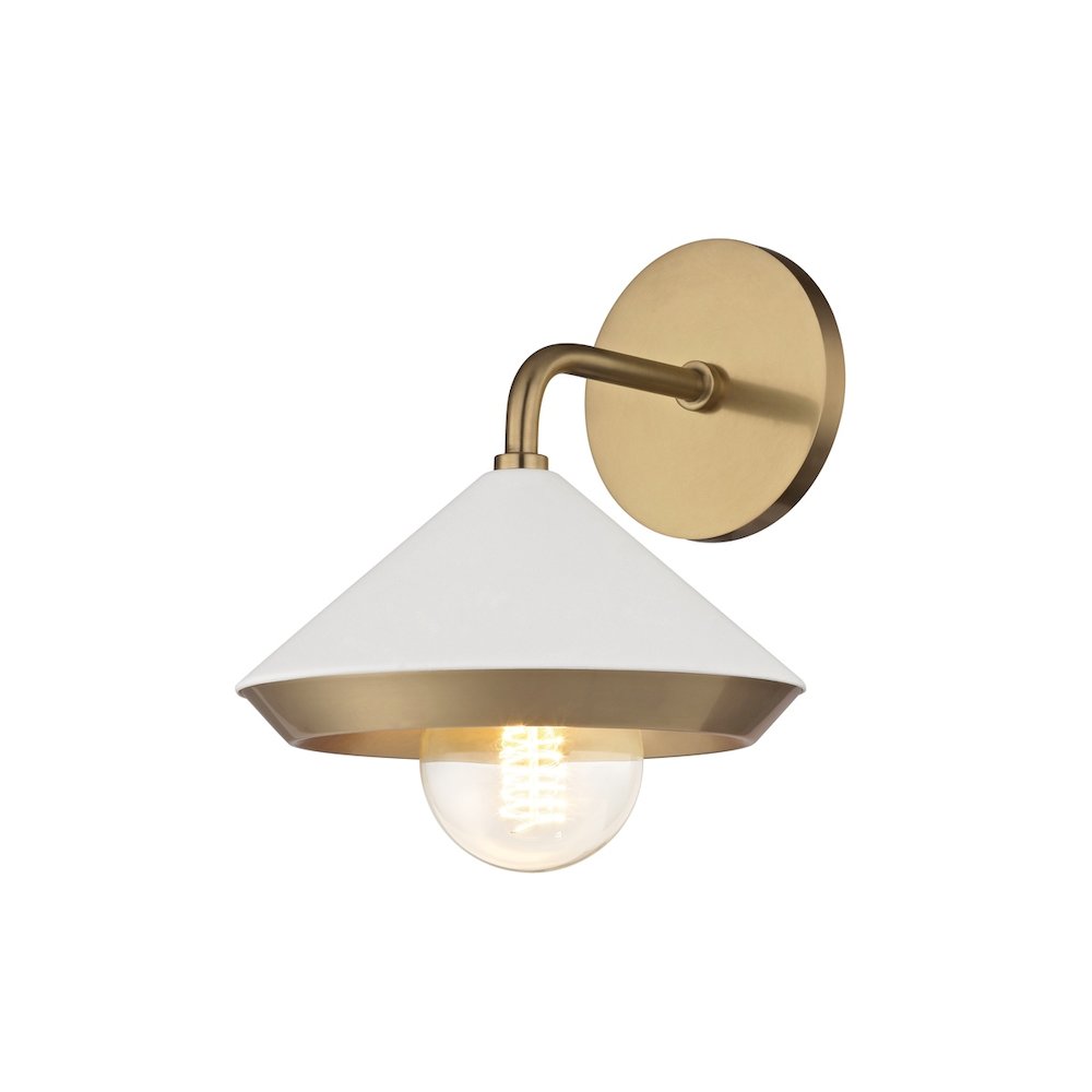 Marnie Wall Sconce In Aged Brass/Soft Off White Color. Picture 1