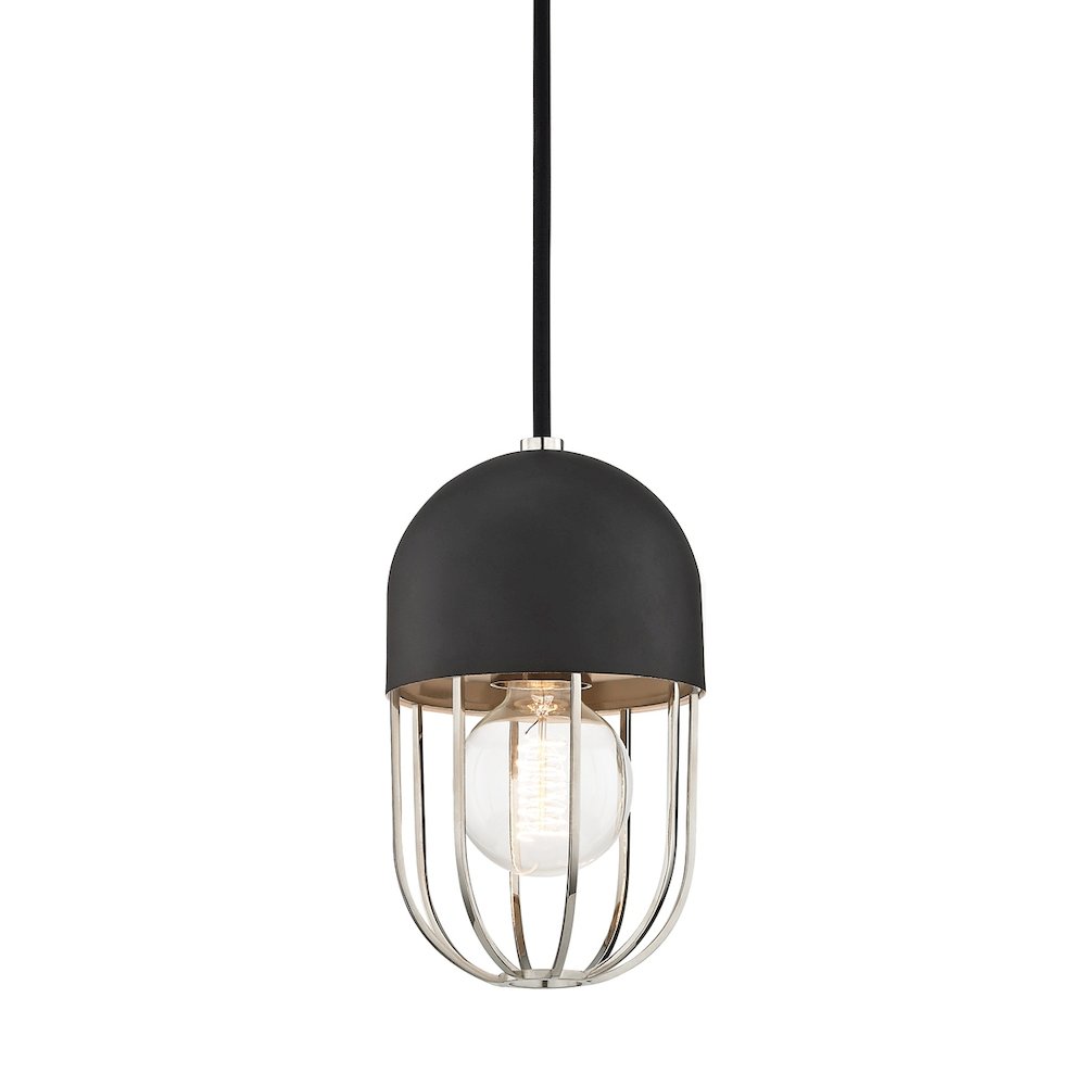 Haley Pendant In Polished Nickel/Black Color. Picture 1