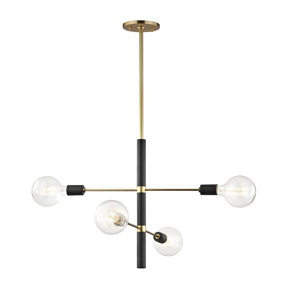 Astrid Chandelier In Aged Brass/Black Color. Picture 1