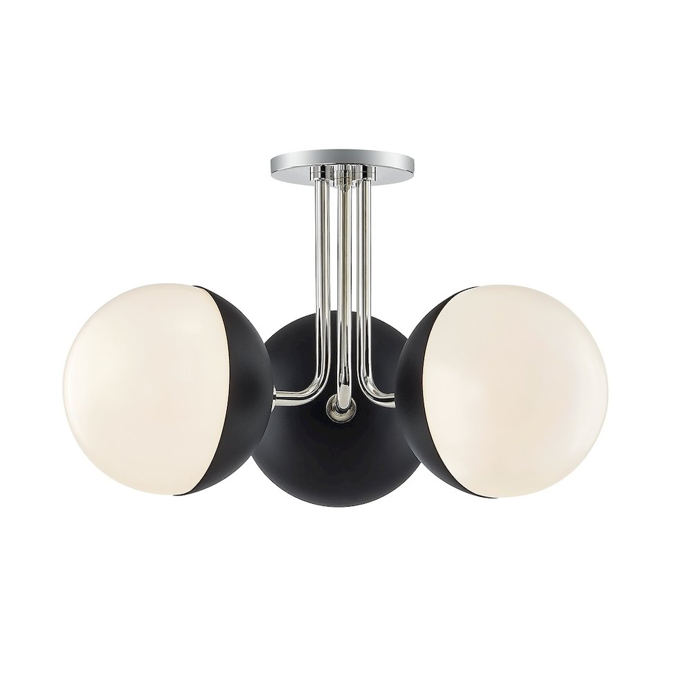 Renee Semi Flush In Polished Nickel/Black Color. Picture 1