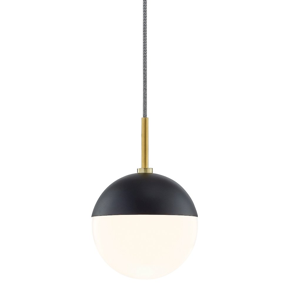 Renee Pendant In Aged Brass/Black Color. Picture 1