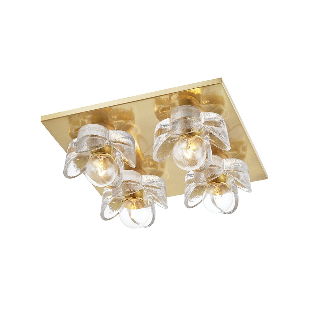 Shea Flush Mount In Aged Brass Color. Picture 1
