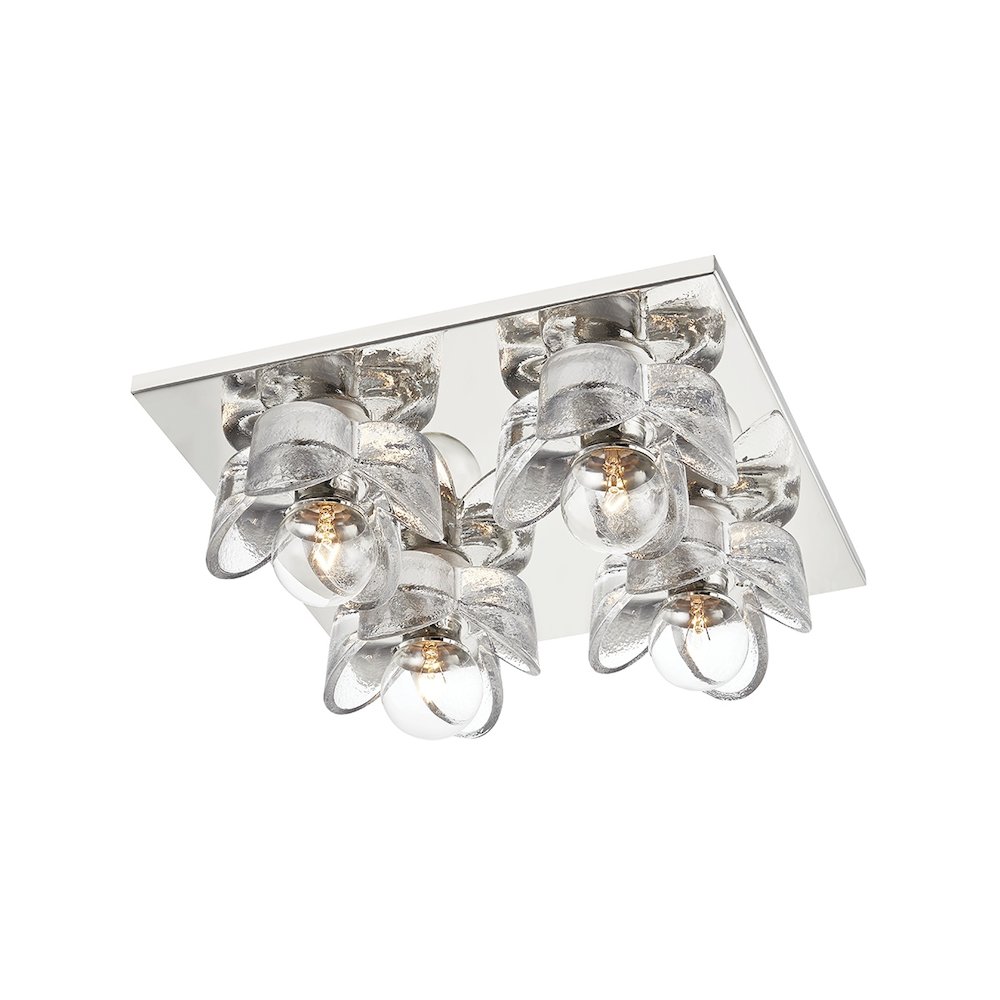 Shea Flush Mount In Polished Nickel Color. Picture 1