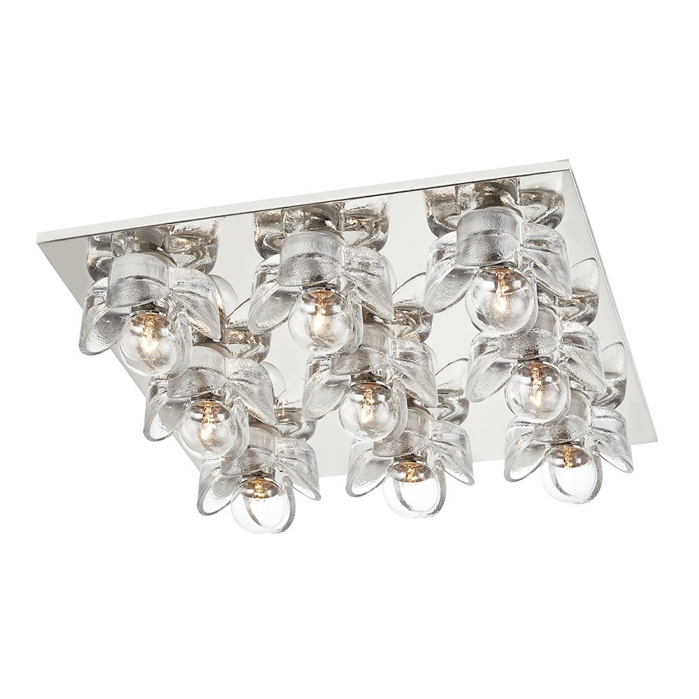 Shea Flush Mount In Polished Nickel Color. Picture 1