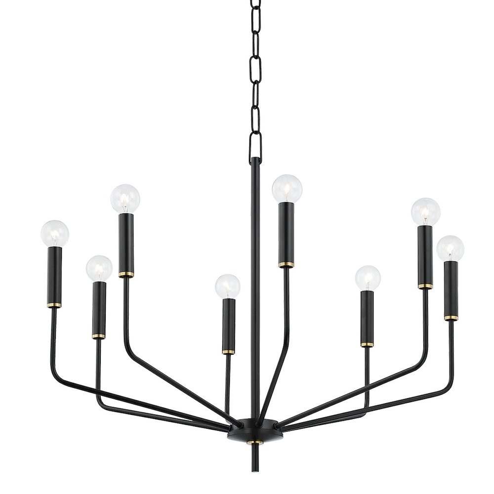Bailey Chandelier In Aged Brass/Soft Black Color. Picture 1