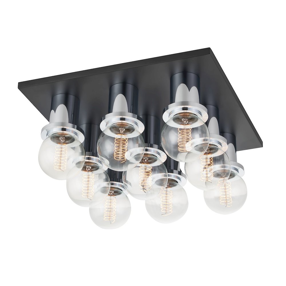 Brandi Flush Mount In Polished Chrome/Soft Black Color. Picture 1