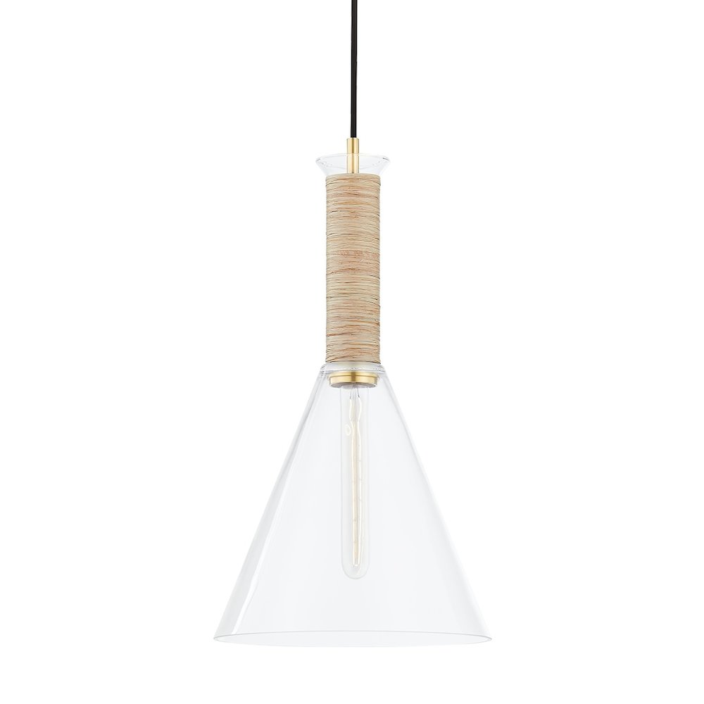 Besa Pendant In Aged Brass Color. Picture 1