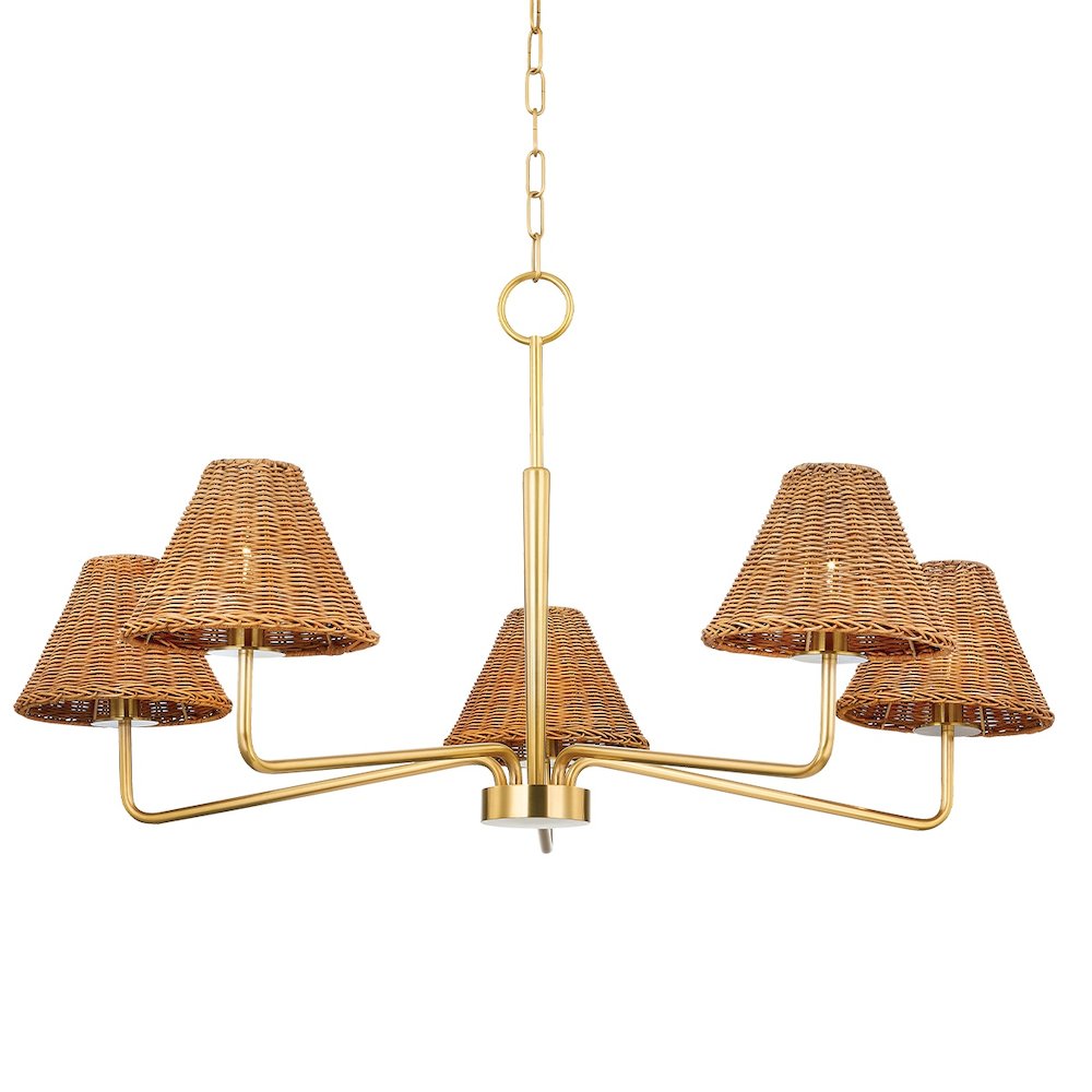 Issa Chandelier In Aged Brass Color. Picture 1