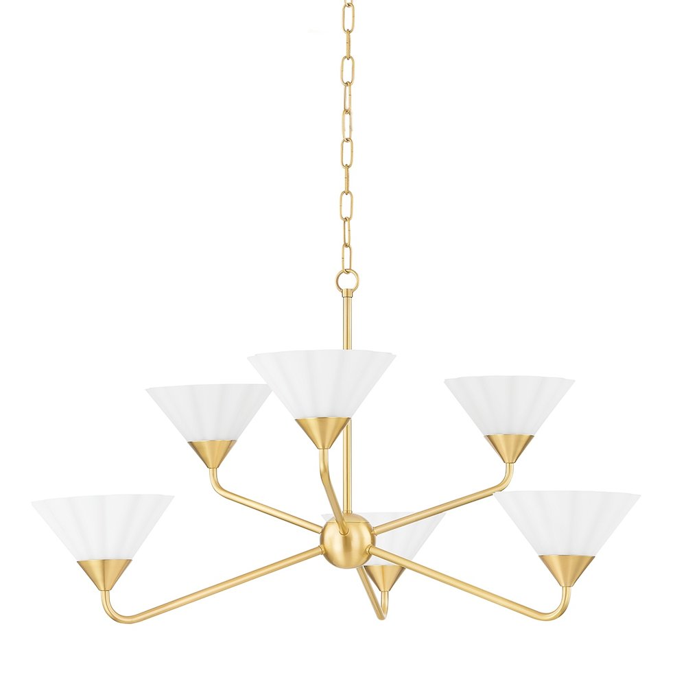 Kelsey Chandelier In Aged Brass Color. Picture 1