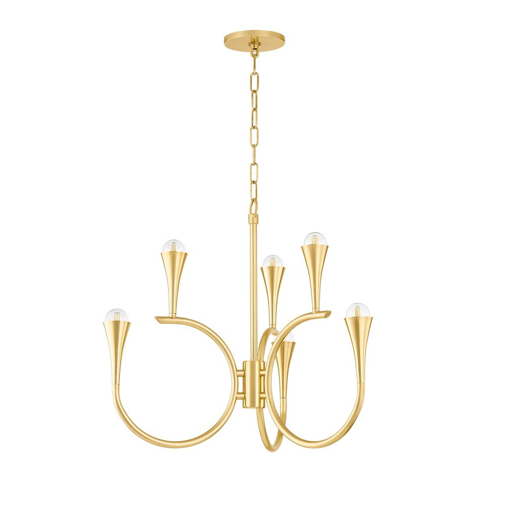 Aviana Chandelier In Aged Brass Color. Picture 1