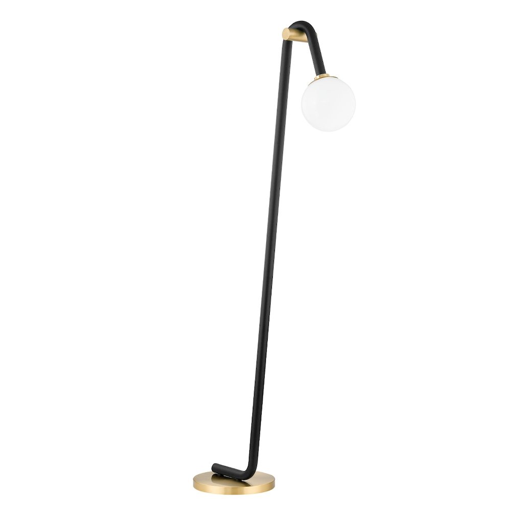 Whit Floor Lamp In Aged Brass/Black Color. Picture 1